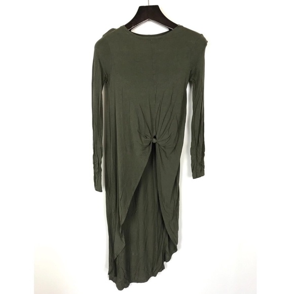 Zara Green Knotted High Low Shirt Dress Small - Picture 1 of 4